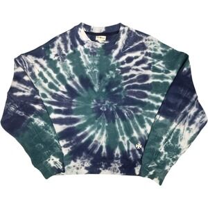 Tory Burch Tory Sport Tie Dye French Terry Crew Sweatshirt Green Blue XS‎